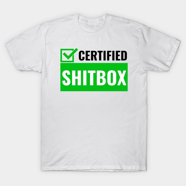 Certified Shitbox - Green Checkbox Design T-Shirt by Double E Design